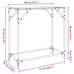 vidaXL Console Table with Transparent Glass Top End Table Side Table Steel - black, 80 x 35 x 81 cm