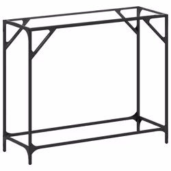 vidaXL Console Table with Transparent Glass Top End Table Side Table Steel - transparent, 98 x 35 x 81 cm