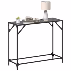 vidaXL Console Table with Transparent Glass Top End Table Side Table Steel - black, 98 x 35 x 81 cm - Additional view 2