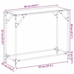 vidaXL Console Table with Transparent Glass Top End Table Side Table Steel - black, 98 x 35 x 81 cm - Additional view 3