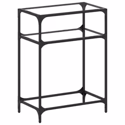 vidaXL Console Table with Black Glass Top End Table Accent Side Table Steel - transparent, 60 x 35 x 81 cm