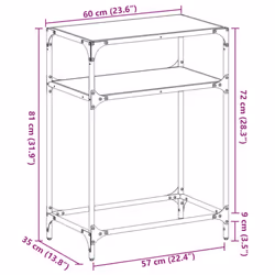 vidaXL Console Table with Black Glass Top End Table Accent Side Table Steel - transparent, 60 x 35 x 81 cm