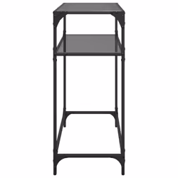 vidaXL Console Table with Black Glass Top End Table Accent Side Table Steel - black, 80 x 35 x 81 cm - Additional view 4