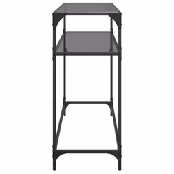 vidaXL Console Table with Black Glass Top End Table Accent Side Table Steel - black, 98 x 35 x 81 cm - Additional view 4