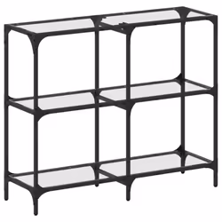 vidaXL Console Table with Transparent Glass Top End Table Side Table Steel - transparent, 98 x 30 x 81 cm