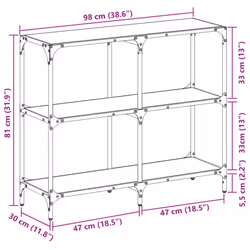 vidaXL Console Table with Transparent Glass Top End Table Side Table Steel - transparent, 98 x 30 x 81 cm