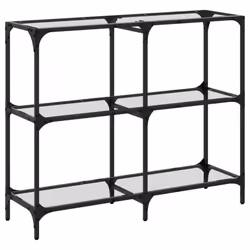 vidaXL Console Table with Transparent Glass Top End Table Side Table Steel - transparent, 98 x 30 x 81 cm - Additional view 5