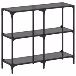 vidaXL Console Table with Transparent Glass Top End Table Side Table Steel - black, 98 x 30 x 81 cm