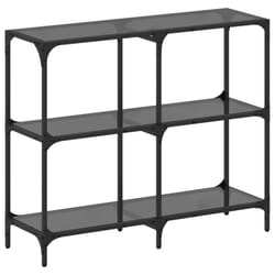 vidaXL Console Table with Transparent Glass Top End Table Side Table Steel - black, 98 x 30 x 81 cm