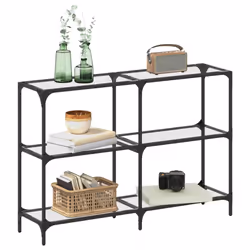 vidaXL Console Table with Transparent Glass Top End Table Side Table Steel - transparent, 118.5 x 30 x 81 cm