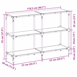 vidaXL Console Table with Transparent Glass Top End Table Side Table Steel - transparent, 118.5 x 30 x 81 cm