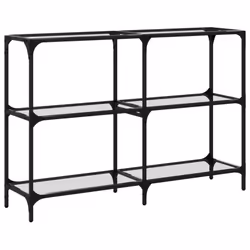 vidaXL Console Table with Transparent Glass Top End Table Side Table Steel - transparent, 118.5 x 30 x 81 cm - Additional view 5