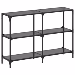 vidaXL Console Table with Transparent Glass Top End Table Side Table Steel - black, 118.5 x 30 x 81 cm