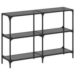 vidaXL Console Table with Transparent Glass Top End Table Side Table Steel - black, 118.5 x 30 x 81 cm