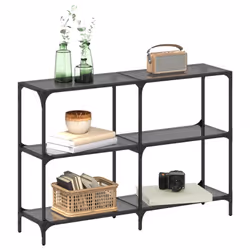 vidaXL Console Table with Transparent Glass Top End Table Side Table Steel - black, 118.5 x 30 x 81 cm