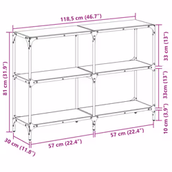 vidaXL Console Table with Transparent Glass Top End Table Side Table Steel - black, 118.5 x 30 x 81 cm