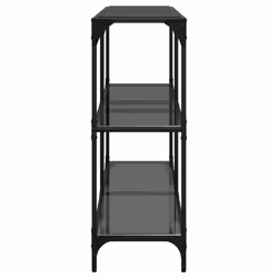 vidaXL Console Table with Transparent Glass Top End Table Side Table Steel - black, 118.5 x 30 x 81 cm - Additional view 4