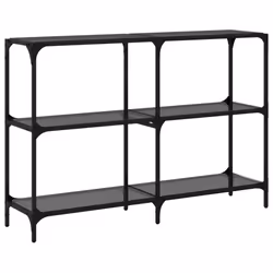 vidaXL Console Table with Transparent Glass Top End Table Side Table Steel - black, 118.5 x 30 x 81 cm - Additional view 5