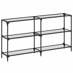 vidaXL Console Table with Transparent Glass Top End Table Side Table Steel - transparent, 158.5 x 30 x 81 cm