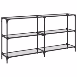 vidaXL Console Table with Transparent Glass Top End Table Side Table Steel - transparent, 158.5 x 30 x 81 cm - Additional view 5