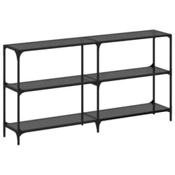 vidaXL Console Table with Transparent Glass Top End Table Side Table Steel - black, 158.5 x 30 x 81 cm