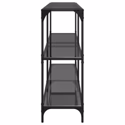 vidaXL Console Table with Transparent Glass Top End Table Side Table Steel - black, 158.5 x 30 x 81 cm - Additional view 4