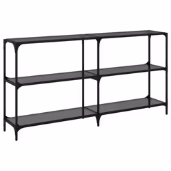 vidaXL Console Table with Transparent Glass Top End Table Side Table Steel - black, 158.5 x 30 x 81 cm - Additional view 5