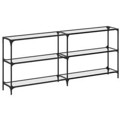 vidaXL Console Table with Transparent Glass Top End Table Side Table Steel - transparent, 194.5 x 30 x 81 cm