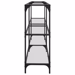vidaXL Console Table with Transparent Glass Top End Table Side Table Steel - transparent, 194.5 x 30 x 81 cm - Additional view 4