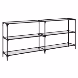 vidaXL Console Table with Transparent Glass Top End Table Side Table Steel - transparent, 194.5 x 30 x 81 cm - Additional view 5