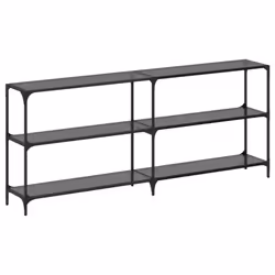 vidaXL Console Table with Transparent Glass Top End Table Side Table Steel - black, 194.5 x 30 x 81 cm