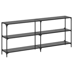 vidaXL Console Table with Transparent Glass Top End Table Side Table Steel - black, 194.5 x 30 x 81 cm