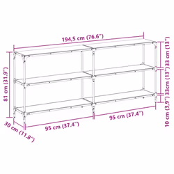 vidaXL Console Table with Transparent Glass Top End Table Side Table Steel - black, 194.5 x 30 x 81 cm