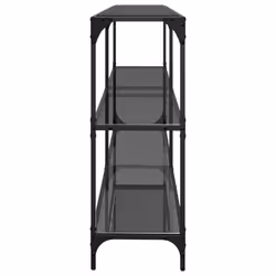 vidaXL Console Table with Transparent Glass Top End Table Side Table Steel - black, 194.5 x 30 x 81 cm - Additional view 4