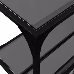 vidaXL Console Table with Transparent Glass Top End Table Side Table Steel - black, 194.5 x 30 x 81 cm - Additional view 7