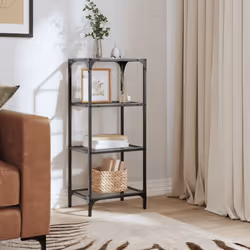 vidaXL Storage Rack with Transparent Glass Top Shelving Storage Shelf Steel