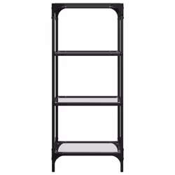 vidaXL Storage Rack with Transparent Glass Top Shelving Storage Shelf Steel