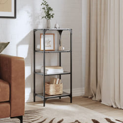 vidaXL Storage Rack with Black Glass Top Shelving Unit Storage Shelf Steel
