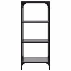 vidaXL Storage Rack with Black Glass Top Shelving Unit Storage Shelf Steel