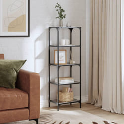 vidaXL Storage Rack with Black Glass Top Shelving Unit Storage Shelf Steel