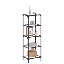 vidaXL Storage Rack with Black Glass Top Shelving Unit Storage Shelf Steel