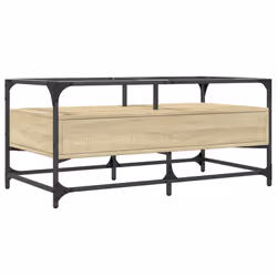 vidaXL Coffee Table with Glass Top Hallway Tea End Table Side Table Steel - sonoma oak - Additional view 5