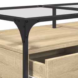 vidaXL Coffee Table with Glass Top Hallway Tea End Table Side Table Steel - sonoma oak - Additional view 7