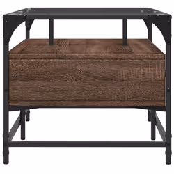 vidaXL Coffee Table with Glass Top Hallway Tea End Table Side Table Steel - brown oak - Additional view 4