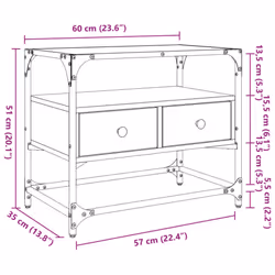 vidaXL TV Cabinet with Glass Top TV Unit TV Stand Media Unit Engineered Wood - black, 60 x 35 x 51 cm - Additional view 3