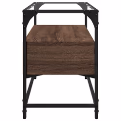 vidaXL TV Cabinet with Glass Top TV Unit TV Stand Media Unit Engineered Wood - brown oak, 80 x 35 x 51 cm - Additional view 4