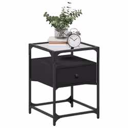 vidaXL Bedside Cabinets Nightstand Bed Cabinet 2 pcs Black Engineered Wood - black, 1 pcs - Additional view 2