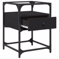 vidaXL Bedside Cabinets Nightstand Bed Cabinet 2 pcs Black Engineered Wood - black, 1 pcs - Additional view 6