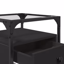 vidaXL Bedside Cabinets Nightstand Bed Cabinet 2 pcs Black Engineered Wood - black, 1 pcs - Additional view 7