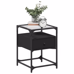 vidaXL Bedside Cabinets Nightstand Bed Cabinet 2 pcs Black Engineered Wood - black, 2 pcs - Additional view 2